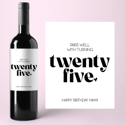 25th Birthday Wine Label