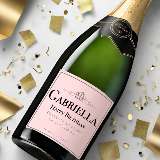 La Marca Pink Prosecco Birthday Champagne Label