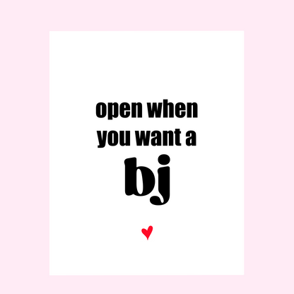 Open When You Want a BJ Funny Valentine's Day Wine Label