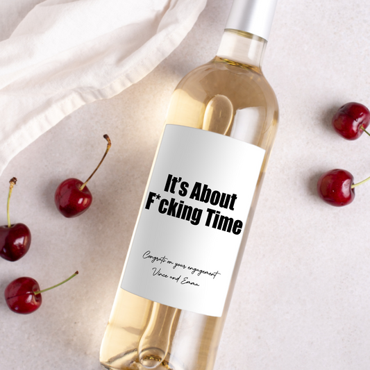 It's About Time Engagement Wine Label