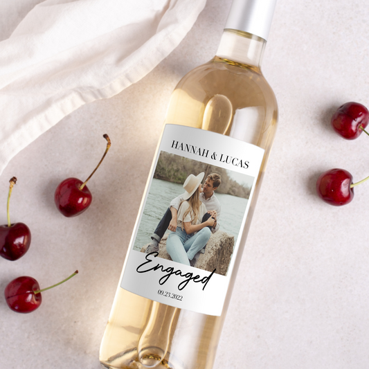 Custom Photo Engagement Wine Label