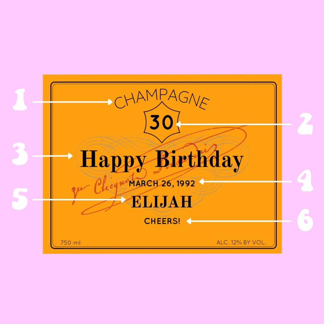 Birthday Champagne Label, Personalized Birthday Prosecco Label, Wine Bottle Label, Gift For Her,  Funny Gift Ideas, Mini Champagne Label