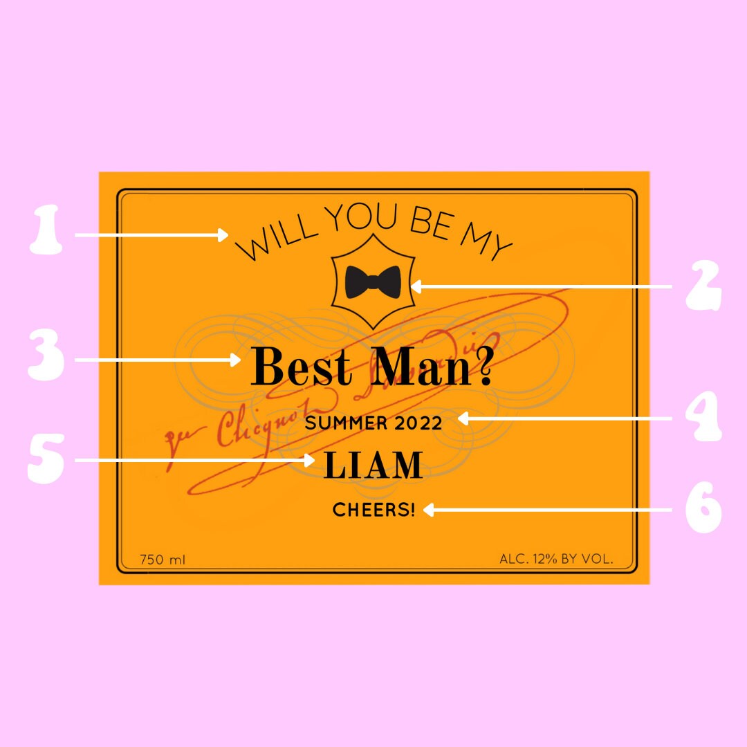 Best Man Proposal Champagne Label |  Prosecco Groomsman Label | Mini Champagne | Maid of Honor | Bridesmaid Proposal Box | Wine Label |