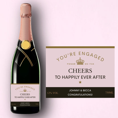 Custom Engagement Pink Champagne Label * Personalized Engagement Gift * Wedding Gift * You're Engaged * Couple Gift * Champagne * Wine *