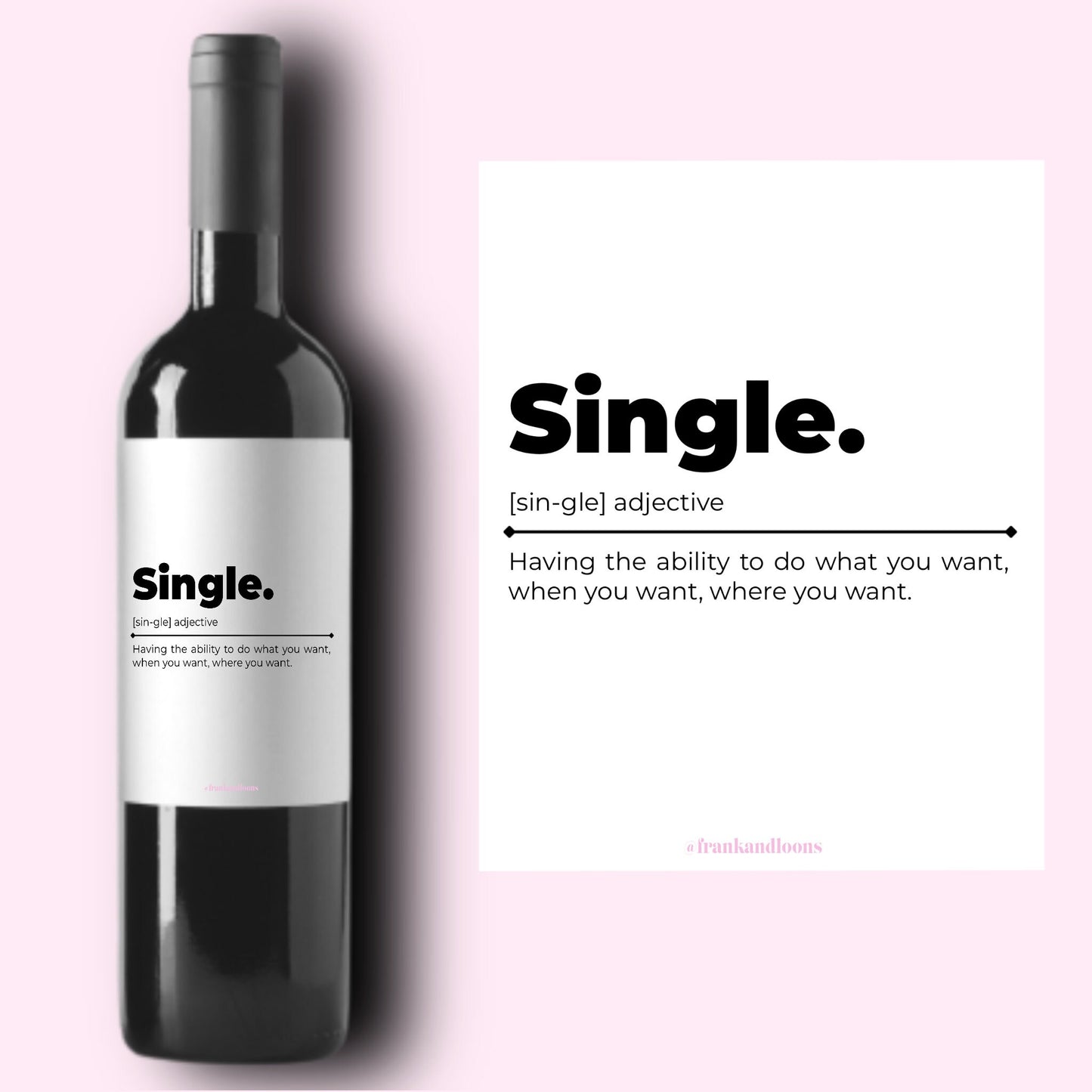 Single Definition Wine Label * Champagne Label * Galentine Gift * Galentine's Day * Break Up * Valentine's Day Gift * Best Friend Gift *