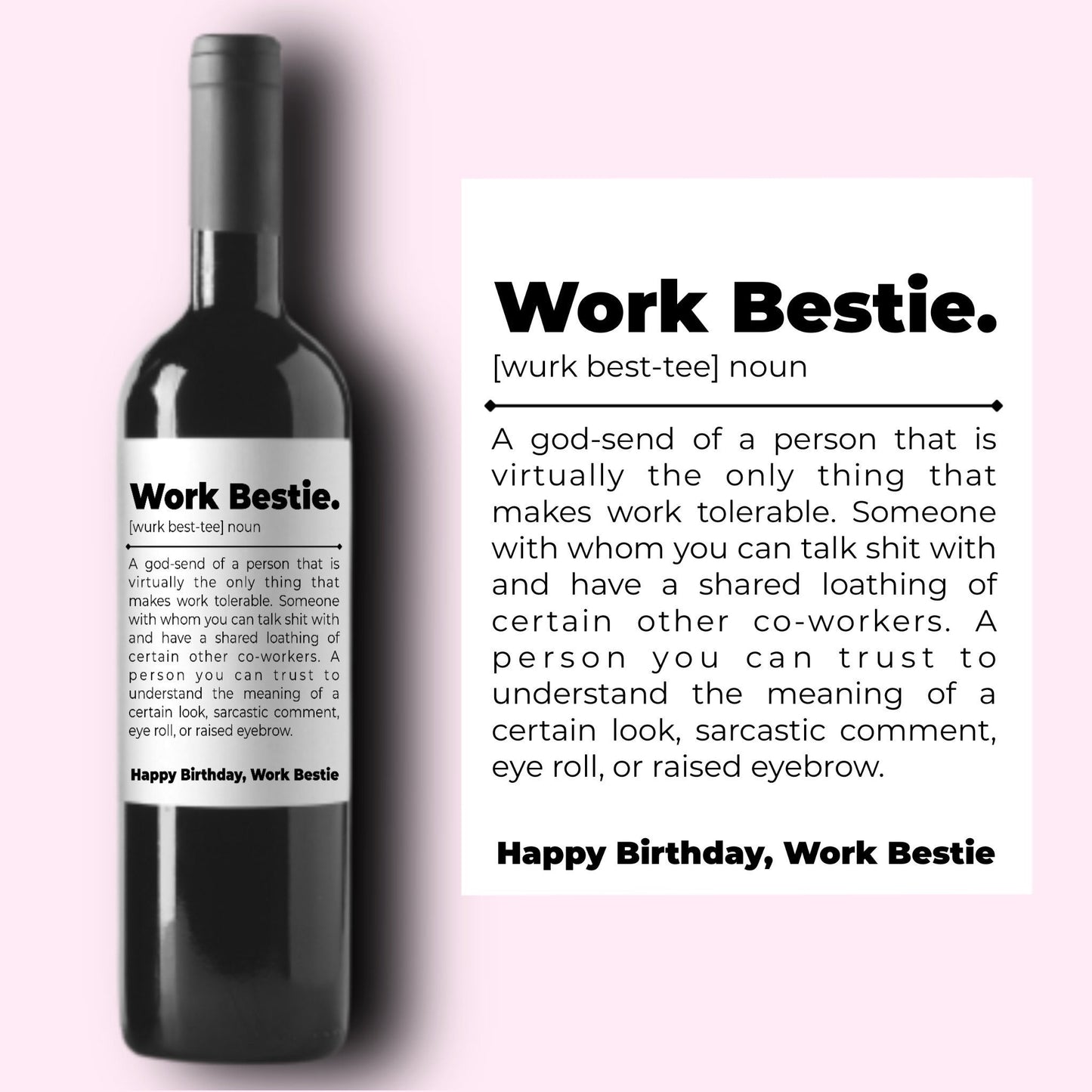 Funny Happy Birthday Colleague Wine Label * Custom Wine Labels * Friend Coworker * Liquor Label * Boss Gift * Work Bestie Gift * Birthday *