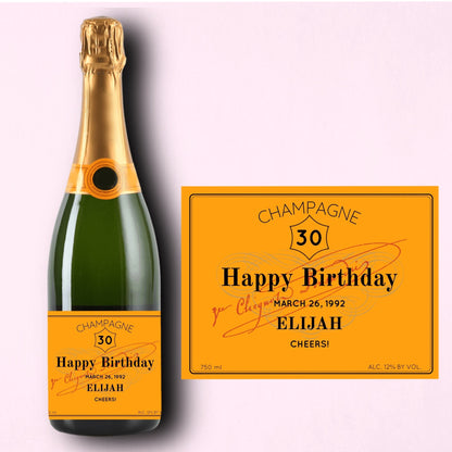 Birthday Champagne Label * Personalized Happy Birthday * Liquor Bottle Label * Gift For Her * Funny Cute Gift Ideas * Custom * FORTY * 30th