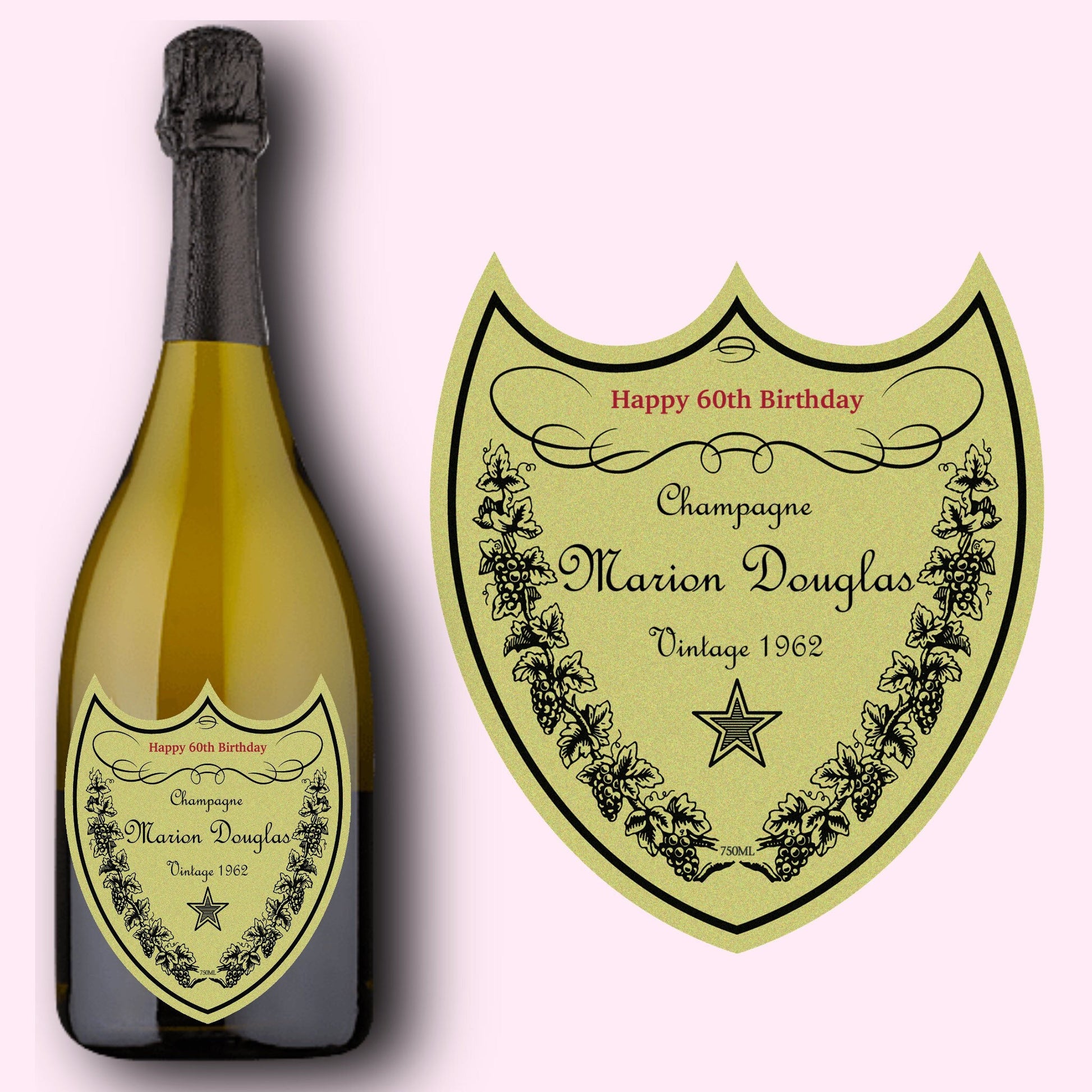 Birthday Champagne Label * Personalized Happy Birthday * Liquor Bottle Label * Gift For Her * Funny Cute Gift Ideas * Custom * FORTY * 30th